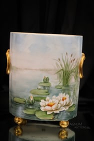 Limoges France W.G. & Co. Hand Painted Artist Signed Cache' Pot