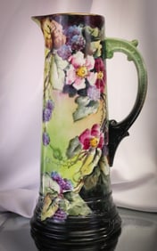Limoges France W.G. & Co. 15" Blackberry Tankard Pitcher