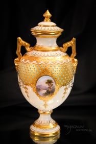 Coalport Signed Porcelain Cabinet Size Urn