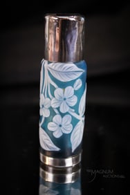 Webb Victorian English Cameo Glass Perfume Scent Bottle w/ Sterling