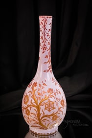 Stevens & Williams 3-Color Reverse English Cameo Glass Vase