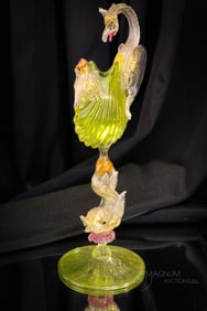 Italian Salviati Murano Adventurine Dolphin 12" Vase