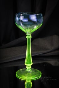 Fine Blue Vaseline Art Glass Stem