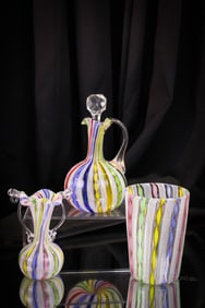 3 pc Lot Italian Murano latticino Art Glass