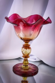 Fine Museum Libbey Amberina Victorian Glass Pedestal Compote