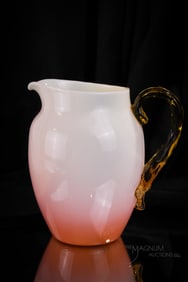 Peachblow Victorian Amber Applied Glass Pitcher