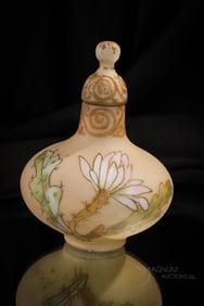 Mt. Washington Crown Milano Victorian Decorated Glass Temple Jar