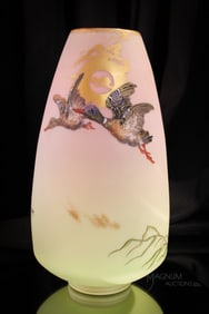 Museum Mt. Washington Guba Duck decorated Victorian Burmese Glass 11" Vase