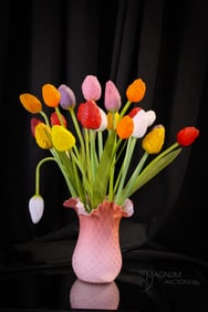 28 pc Lot German Blown Glass Tulips & Leaves