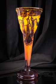 Signed LeVerre Francais Cameo Art Glass 12" Vase