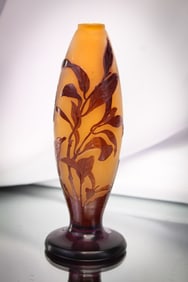 Signed Galle' French Cameo Art Glass Cabinet Vase