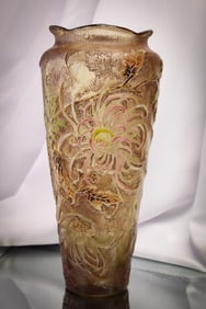 Signed Galle' French Cameo Art Glass 12" Vase