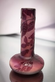 Signed Galle' French Cameo Art Glass 3 3/4" Cabinet Vase