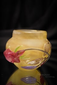 Galle' Style French Cameo & Applied Art Glass Cabinet Vase