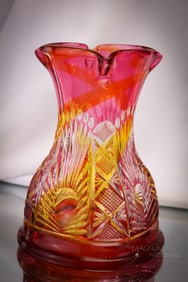 Ruby Tangerine Yellow Cut Overlay Continental Victorian Glass