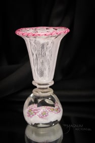 St. Louis attributed Millefiori Latticino Art Glass Paperweight Vase