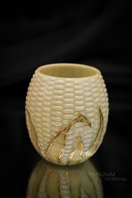 Libbey Maize Custard Victorian Glass Toothpick Holder