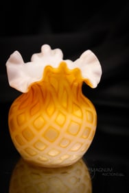 Butterscotch Mother of Pearl Victorian Glass Toothpick Holder