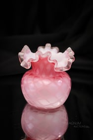 Pink Diamond Quilt Mother of Pearl Victorian Toothpick Holder