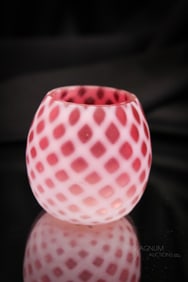 Cranberry Opalescent Bubble Lattice Victorian Toothpick Holdedr