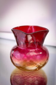 Mt. Washington Amberina Diamond Quilt Victorian Toothpick Holder