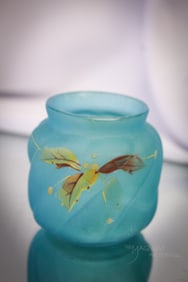 Northwood Parian Swirl Decorated Blue Satin Victorian Toothpick Holder