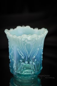 Jefferson Blue Opalescent Idyll Victorian Toothpick Holder