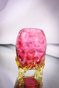 Cranberry Vaseline Victorian Glass Toothpick Holder