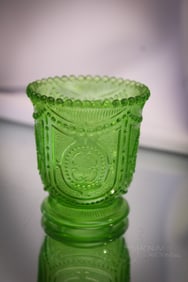 Scarce Green Heisey Glass Victorian Locket on Chain Toothpick Holder