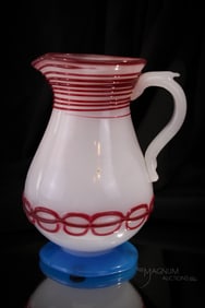 New England Pittsburgh Free-Blown Decorated Glass Jug Pitcher