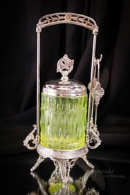 Derby Victorian Silverplate Vaseline Ellipse & Diamond Pickle Castor