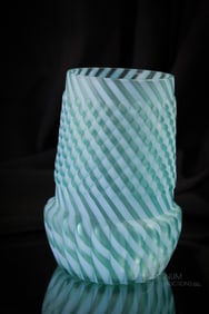 Northwood Blue Opalescent Satin Chrysanthemum Base Swirl Celery Vase