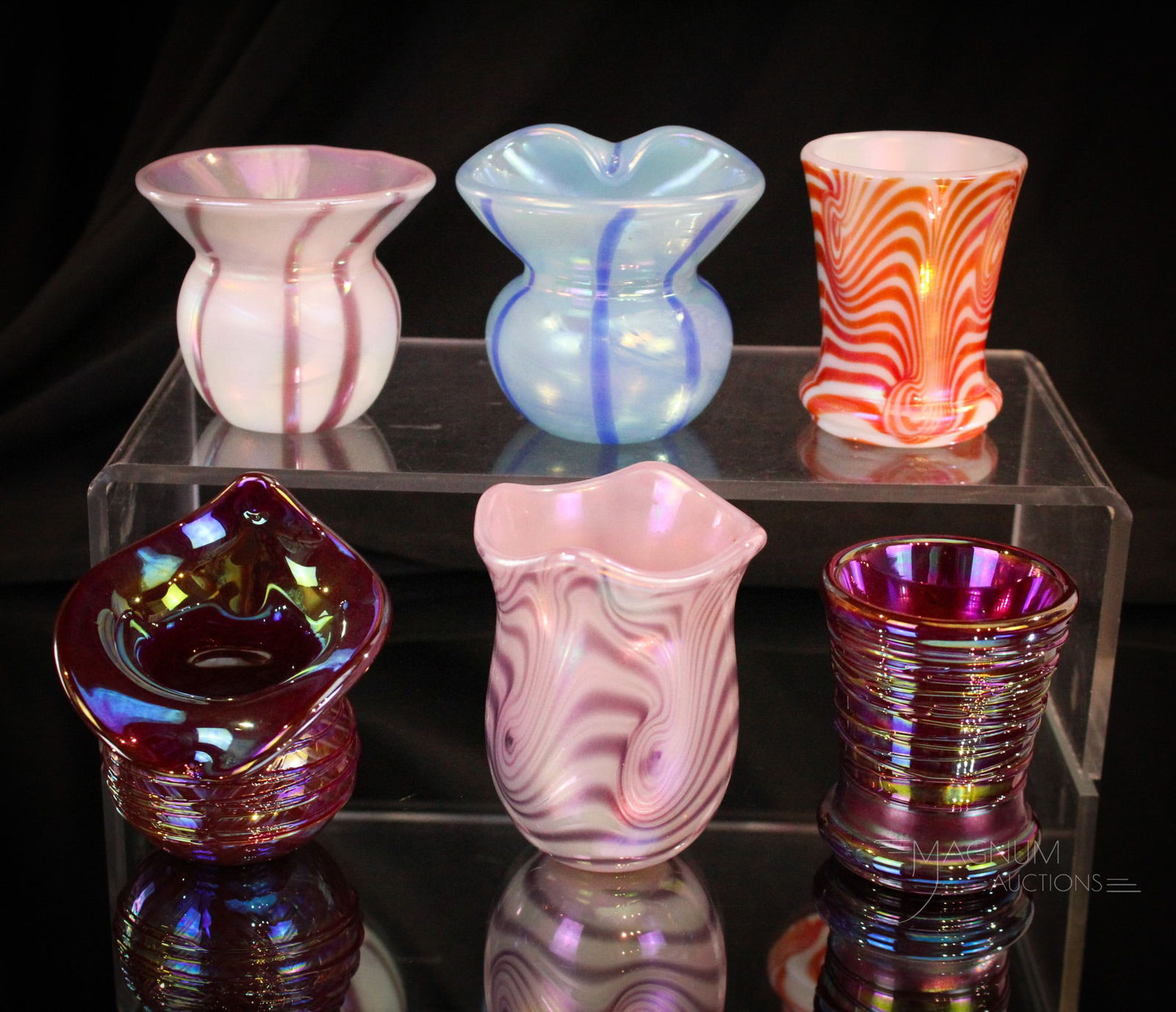 6 pc Lot Terry Crider Art Glass Toothpick Holders (1 of 8)