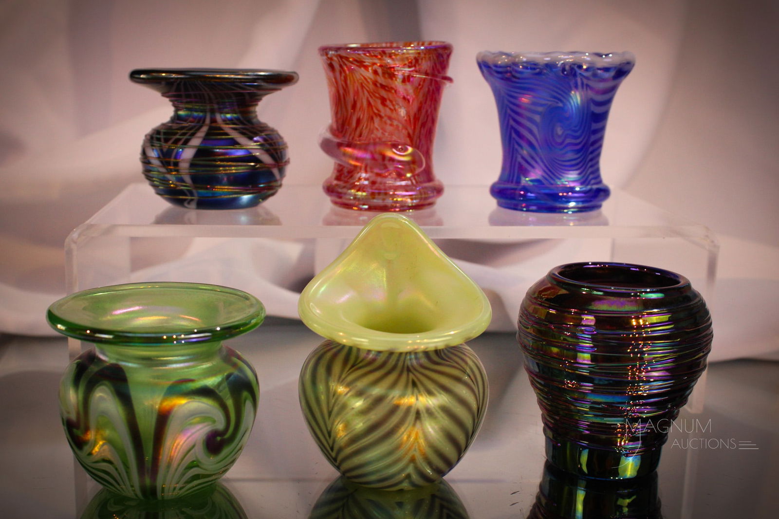 6 pc Lot signed Terry Crider Art Glass Toothpick Holders (1 of 7)