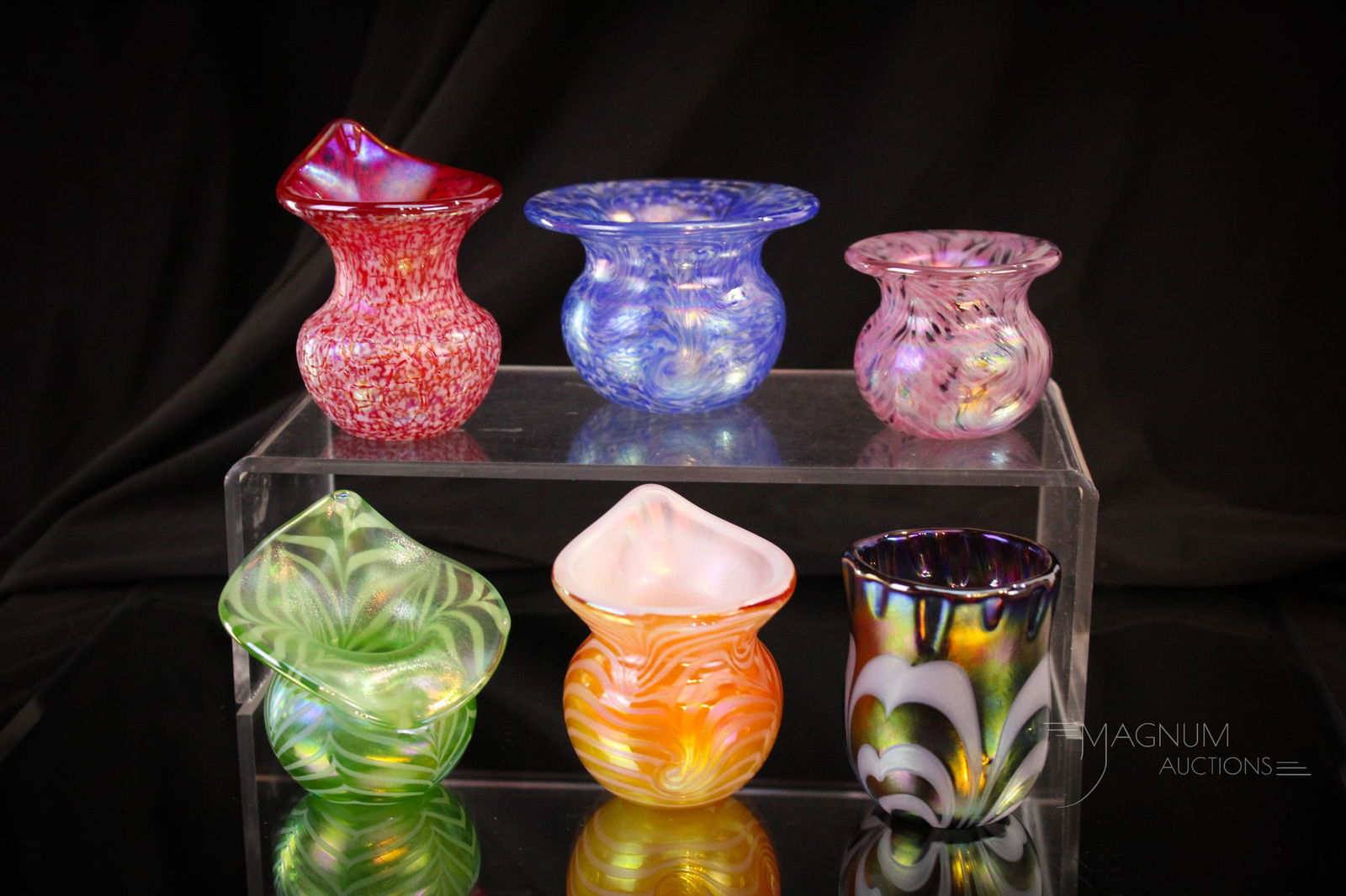 6 pc Lot Terry Crider Art Glass Toothpick Holders (1 of 10)