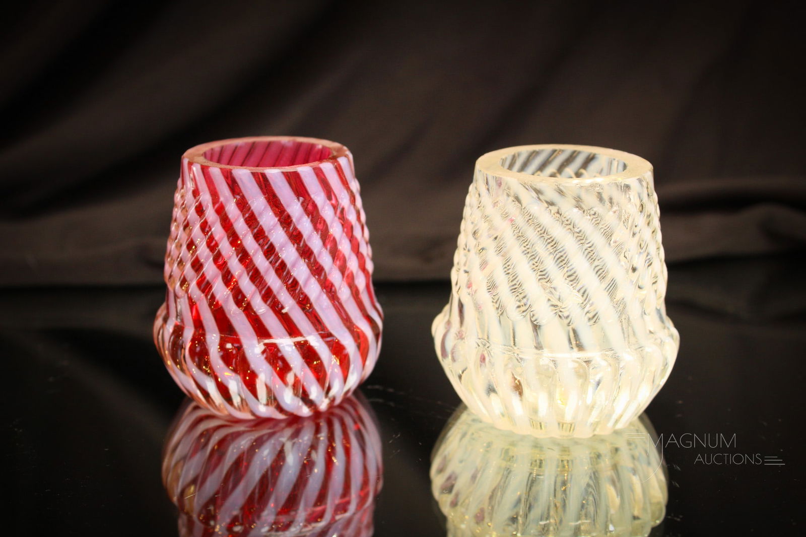 2 pc Lot Northwood Chrysanthemum Base Swirl Opalescent Victorian Toothpick Holders (1 of 9)