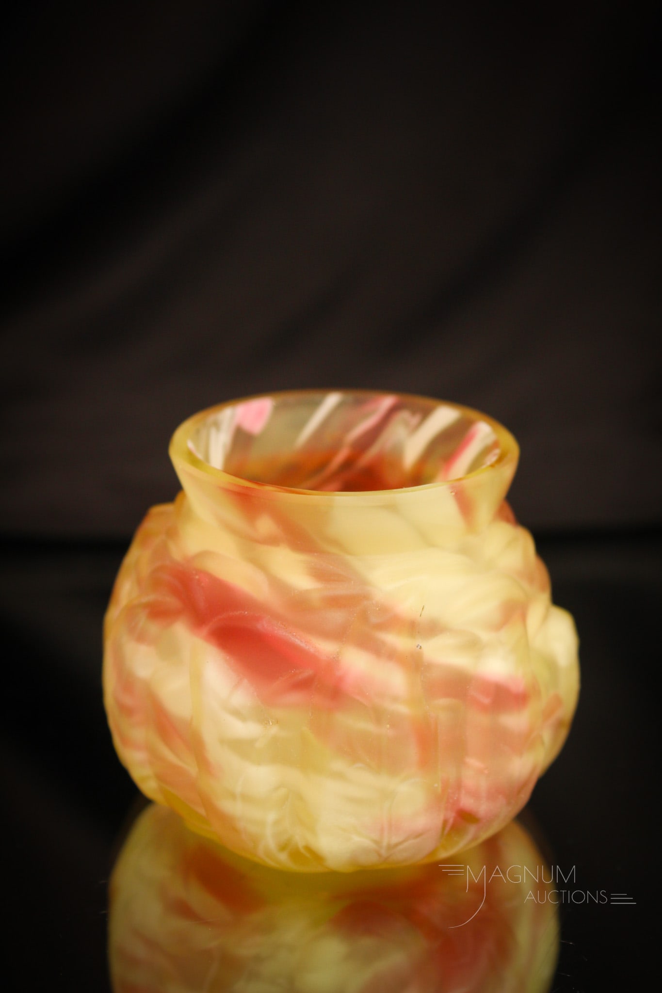 Northwood Vaseline Cranberry Spatter Satin Leaf Mold Victorian Toothpick Holder (1 of 9)