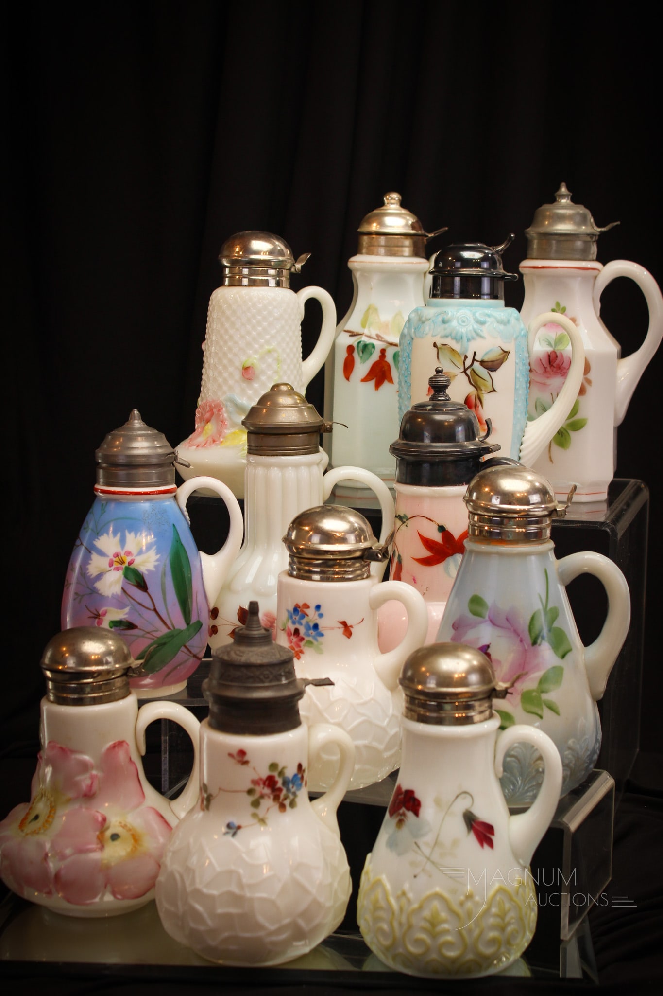 12 pc Lot Victorian Glass Syrup Pitchers (1 of 5)