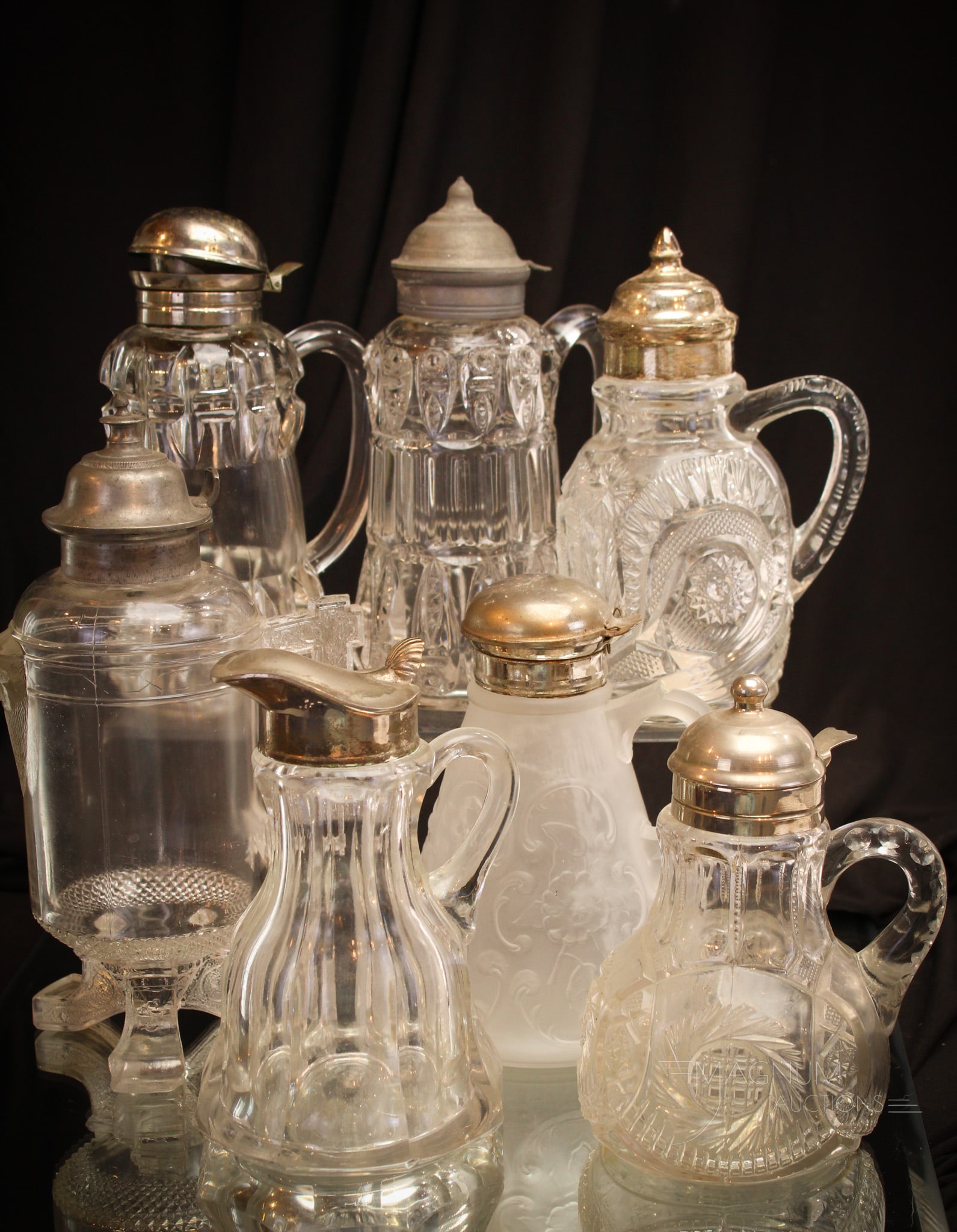 7 pc Lot Victorian EAPG Glass Syrup Pitchers (1 of 8)