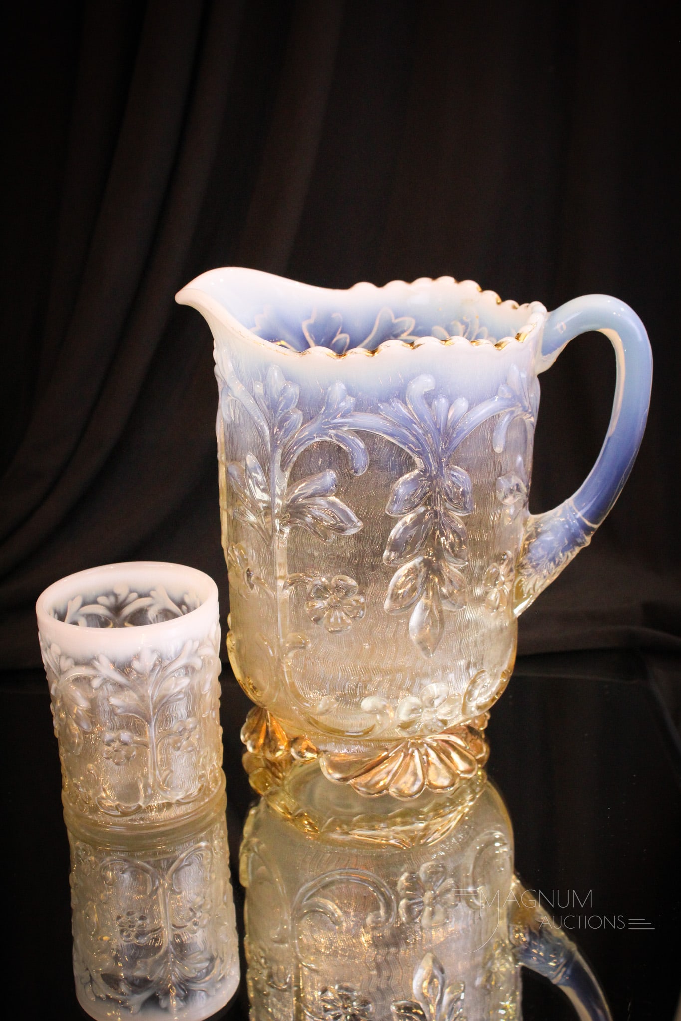 Beaumont Flora Victorian Opalescent Pitcher and Tumbler (1 of 12)