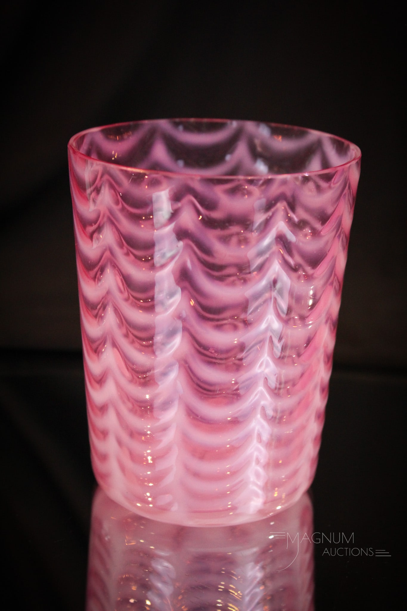 Cranberry Opalescent Phoenix Drape Victorian Tumbler (1 of 5)