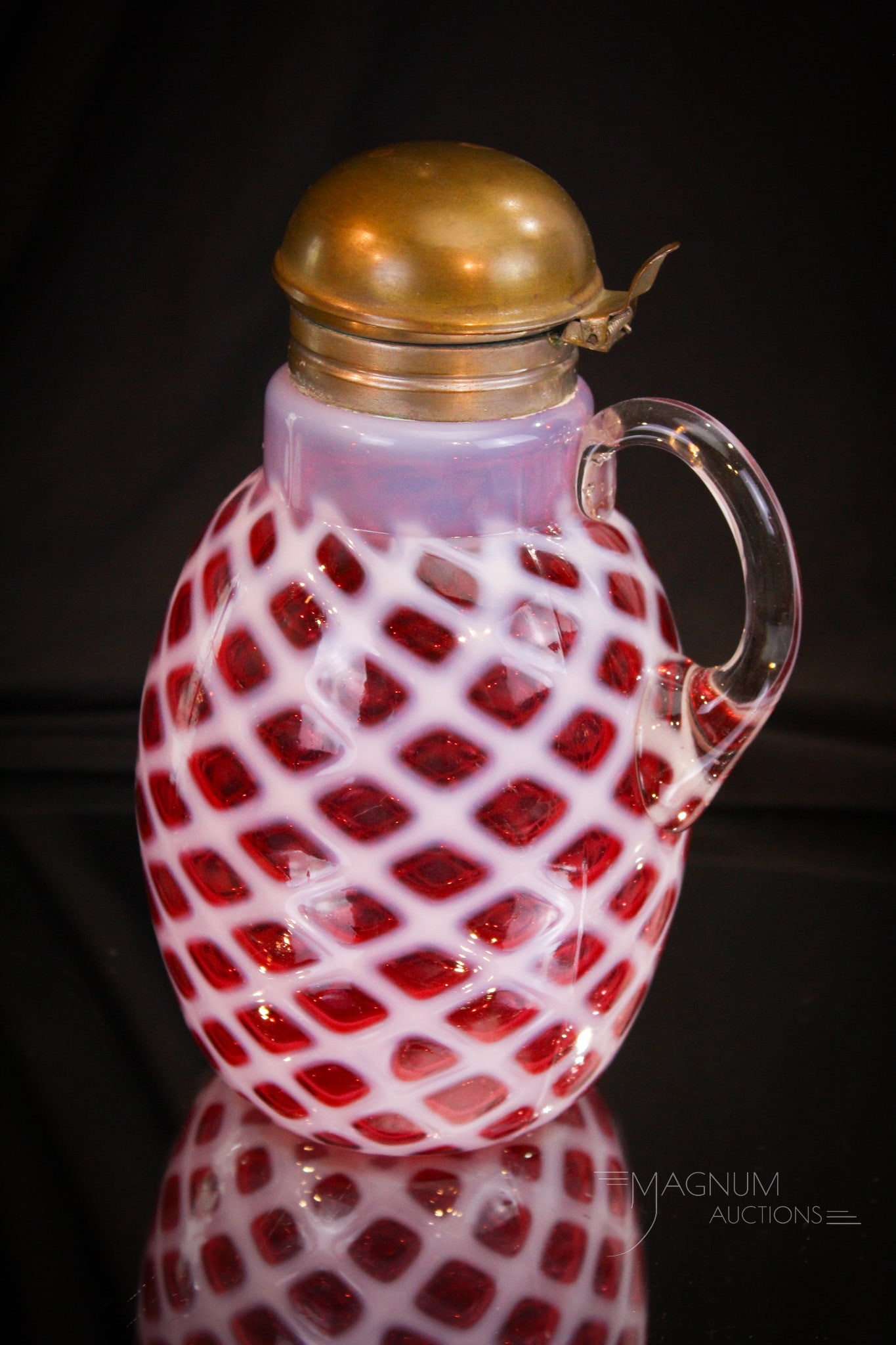 Cranberry Opalescent Bubble Lattice Syrup Pitcher (1 of 8)
