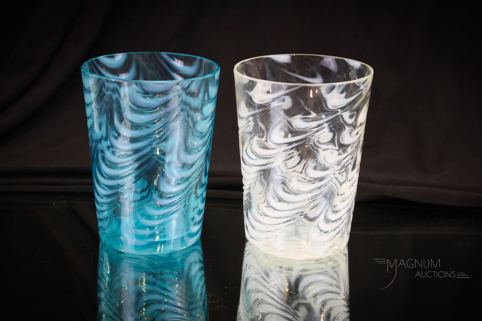2 pc Lot Northwood Blown Twist Opalescent Victorian Tumblers (1 of 7)