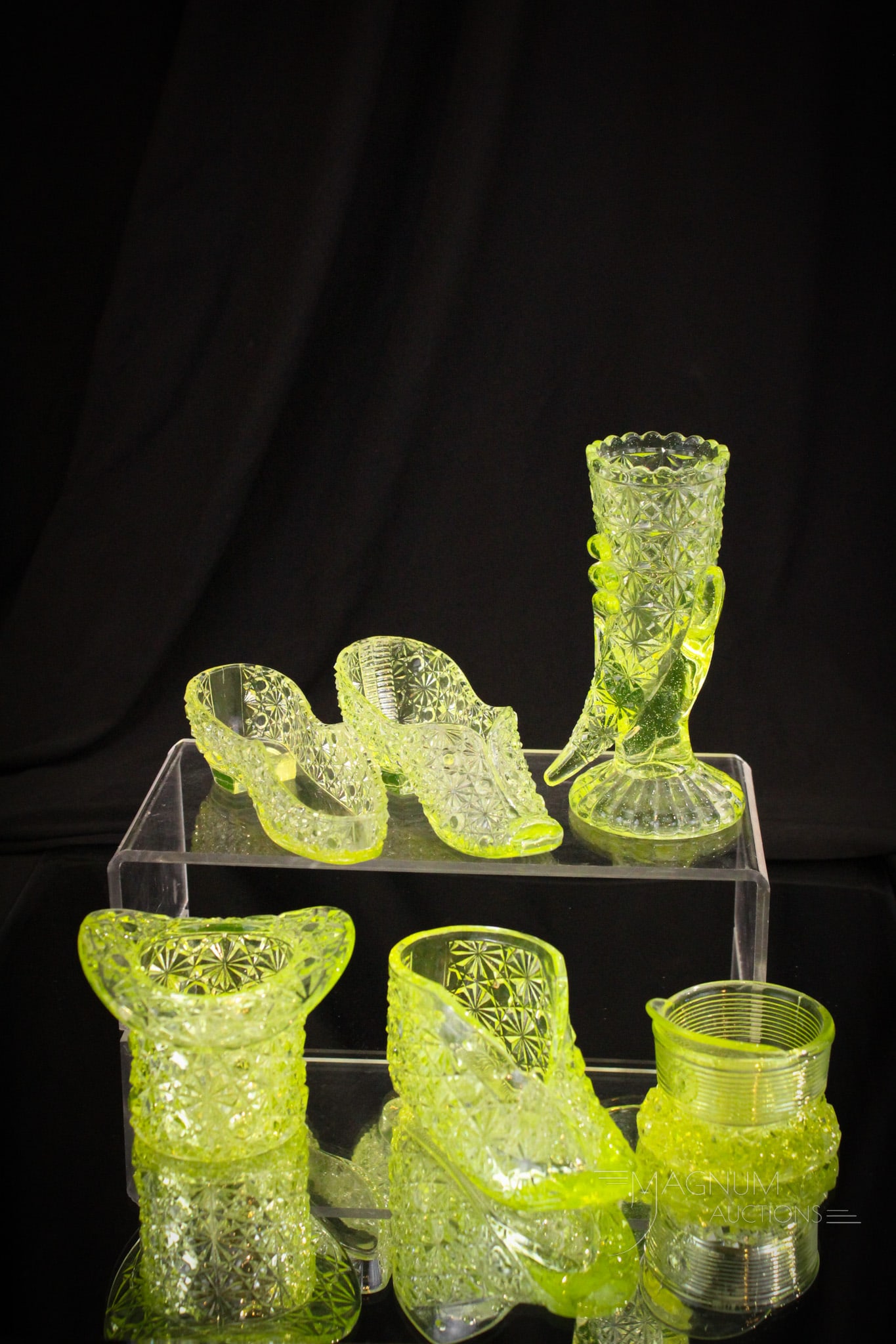 6 pc Lot Victorian Vaseline Glass Novelty items (1 of 5)