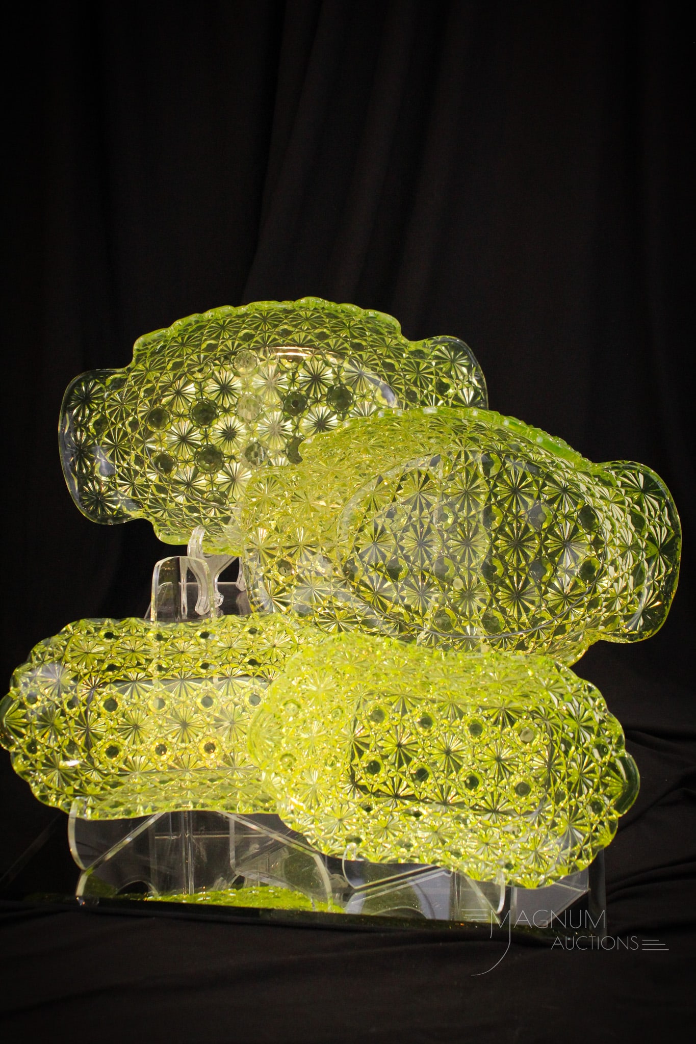 4 pc Lot Victorian Vaseline Glass (1 of 12)