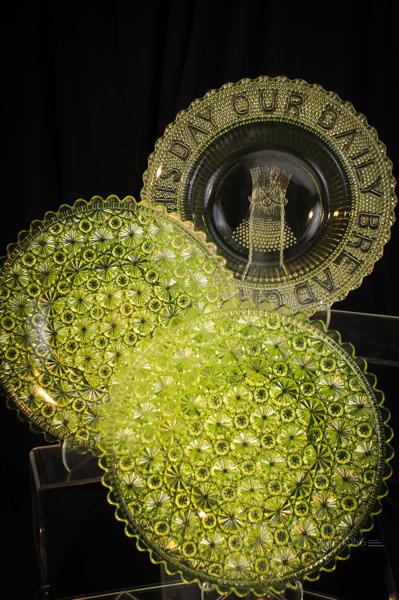 3 pc Lot Victorian & More Vaseline Glass Plates (1 of 14)