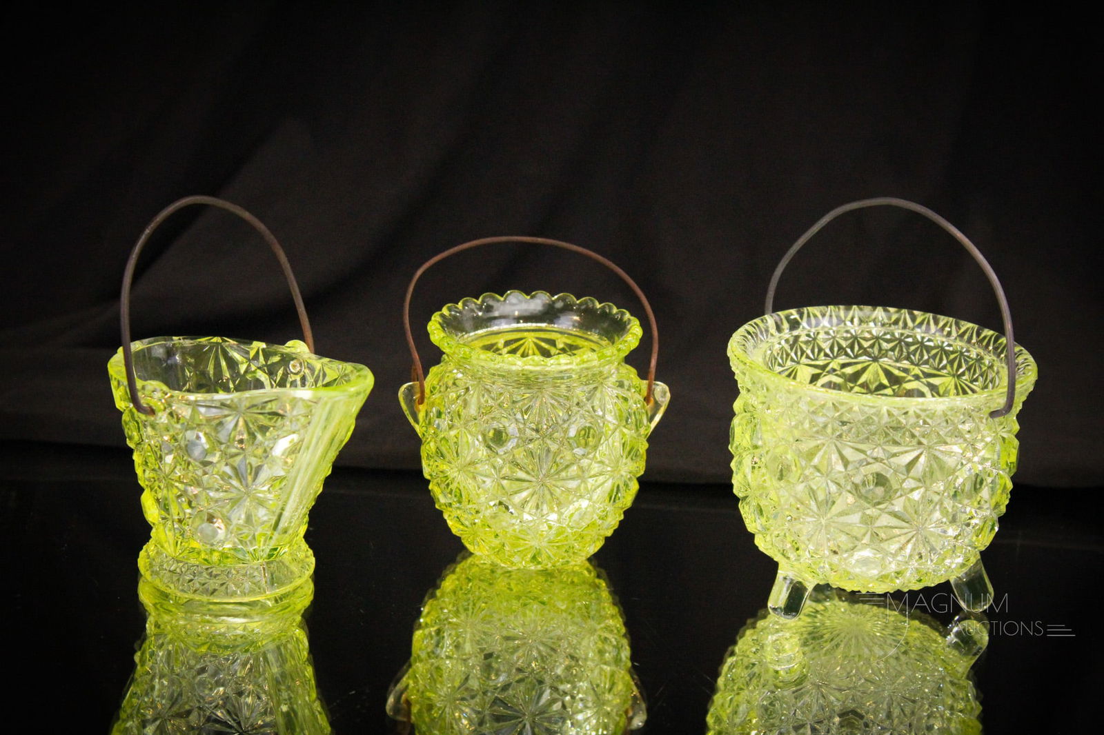 3 pc Lot Victorian Vaseline Glass Novelties Match Holders (1 of 11)