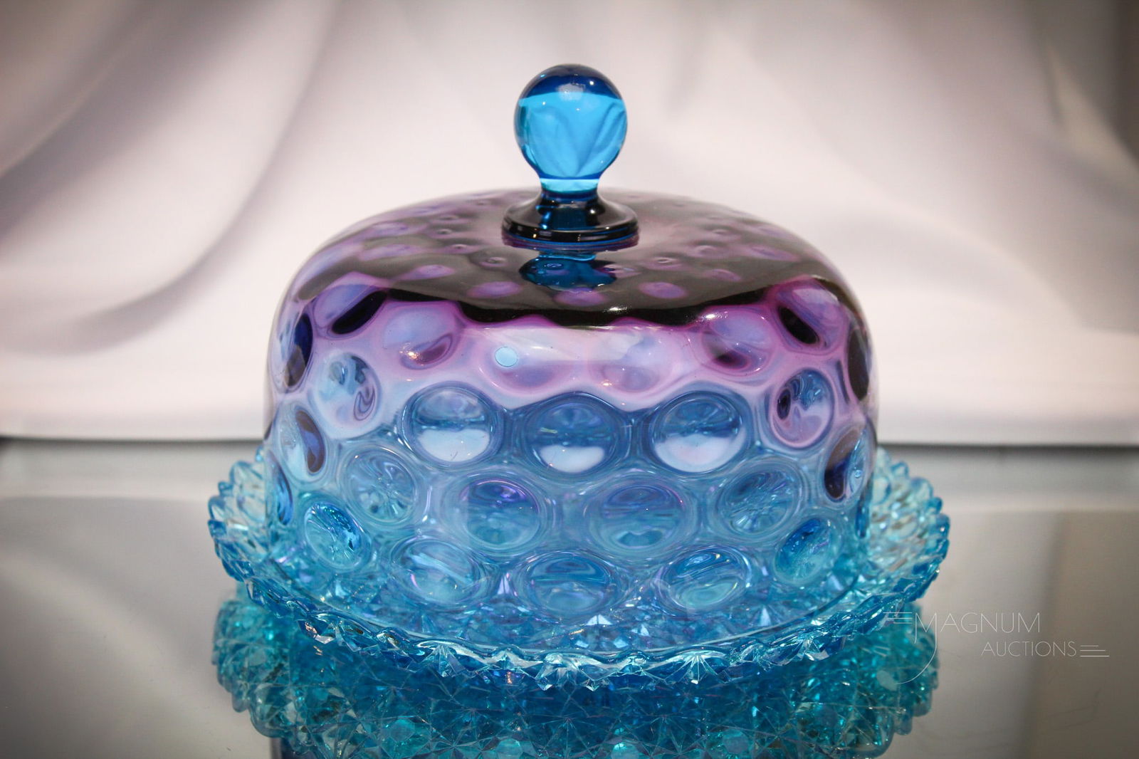 Rare Hobb's Bluerina Victorian Glass Covered Butter (1 of 8)