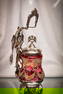 Barbour Victorian Silverplate Cranberry Enameled Gilt Pickle Castor