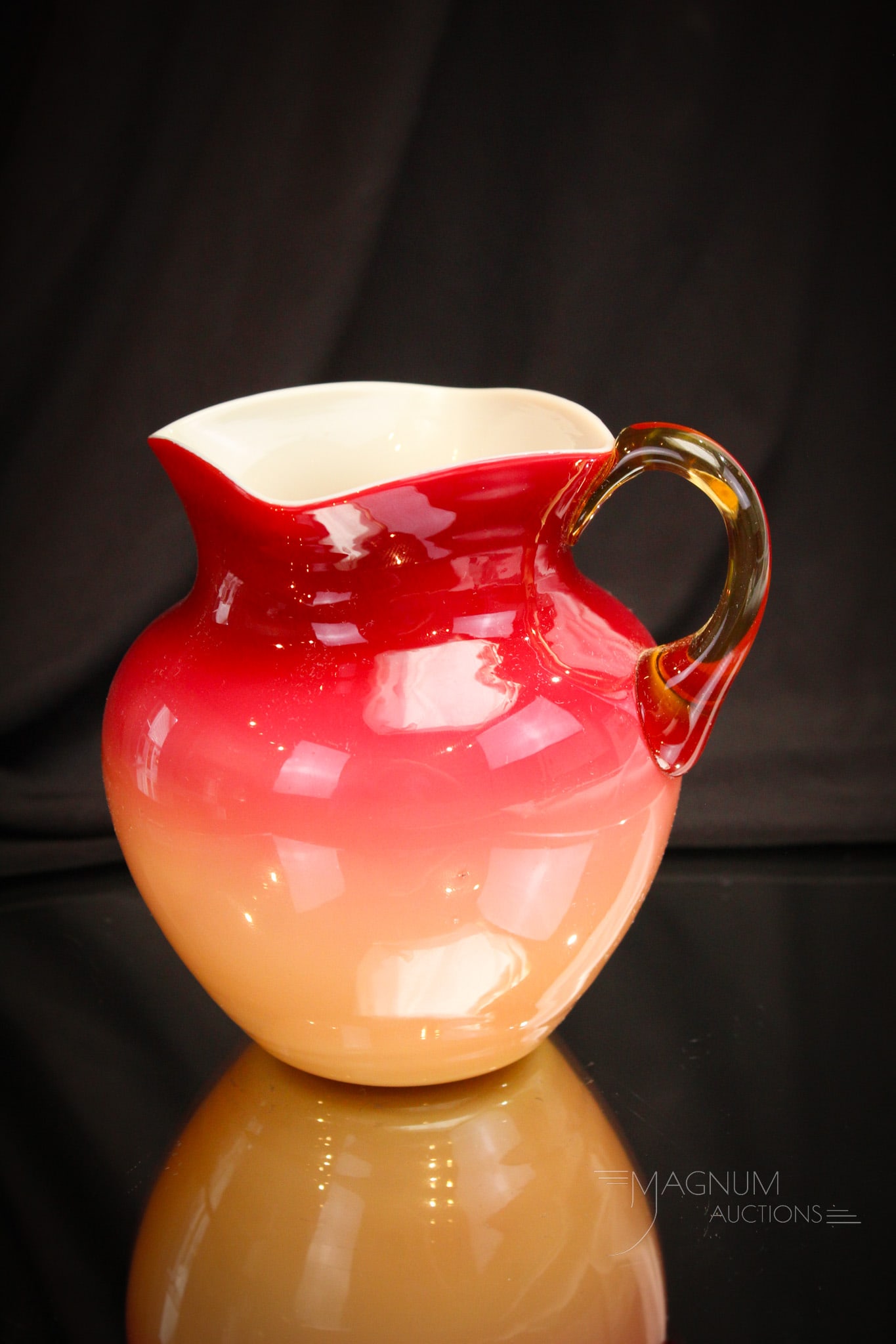 Hobb's Wheeling Peachblow Victorian Glass Cream Pitcher (1 of 6)